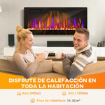 Ultra-thin Recessed Wall-Mounted Electric Fireplace with 3D Flame (Adjustable Brightness/Speed), 12 Pebble Colors, and 900/1800W Output