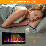 Ultra-thin Recessed Wall-Mounted Electric Fireplace with 3D Flame (Adjustable Brightness/Speed), 12 Pebble Colors, and 900/1800W Output