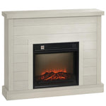 1800W Electric Fireplace with Flame Effect and Remote Control – Wood, Metal, and Glass – 96.5 x 22 x 81.7 cm – Light Grey