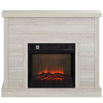 1800W Electric Fireplace with Flame Effect and Remote Control – Wood, Metal, and Glass – 96.5 x 22 x 81.7 cm – Light Grey