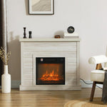 1800W Electric Fireplace with Flame Effect and Remote Control – Wood, Metal, and Glass – 96.5 x 22 x 81.7 cm – Light Grey