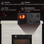 1800W Electric Fireplace with Flame Effect and Remote Control – Wood, Metal, and Glass – 96.5 x 22 x 81.7 cm – Light Grey