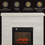 1800W Electric Fireplace with Flame Effect and Remote Control – Wood, Metal, and Glass – 96.5 x 22 x 81.7 cm – Light Grey