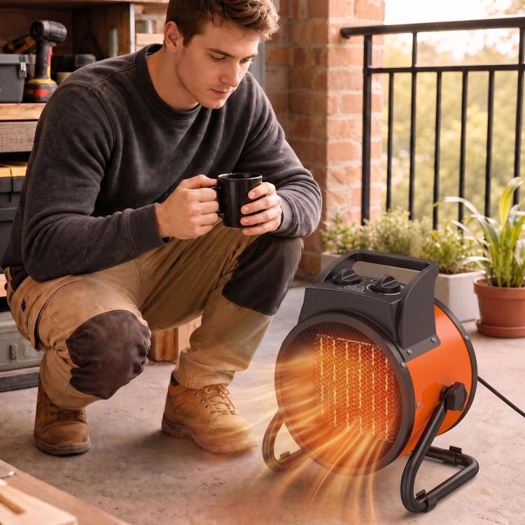 Industrial Fan Heater 2800W with Tilting, Electric Ceramic Space Heater with Adjustable Thermostat, Handle