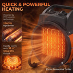 Industrial Fan Heater 2800W with Tilting, Electric Ceramic Space Heater with Adjustable Thermostat, Handle