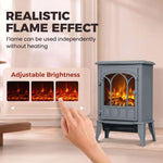 Freestanding Electric Fireplace, Electric Log Burner with LED Flame Effect, Overheating Safety System, 1000W/2000W Grey