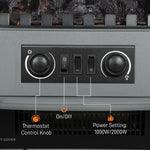 Freestanding Electric Fireplace, Electric Log Burner with LED Flame Effect, Overheating Safety System, 1000W/2000W Grey