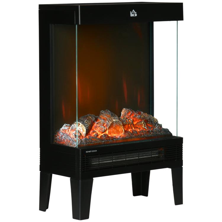 Camino elettrico nero 1000/2000 W con fiamma LED regolabile