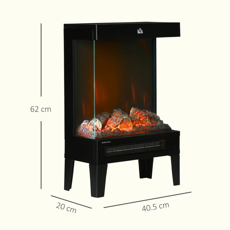 Camino elettrico nero 1000/2000 W con fiamma LED regolabile - immagine 5