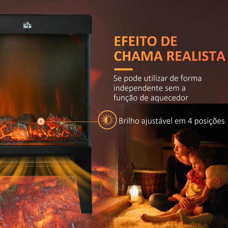 Camino elettrico nero 1000/2000 W con fiamma LED regolabile - immagine 6