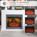 Wall-Mounted Electric Fireplace with LED Flame Effect and Timer, 37 square meter Coverage, 2000W - White
