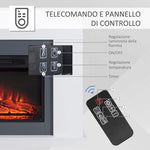 Wall-Mounted Electric Fireplace with LED Flame Effect and Timer, 37 square meter Coverage, 2000W - White