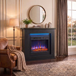 40 inch Electric Fireplace with Mantel, LED Strip, Fireplace TV Stand for 55 inch TVs, Adjustable Flame, Black