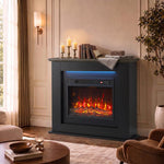 40 inch Electric Fireplace with Mantel, LED Strip, Fireplace TV Stand for 55 inch TVs, Adjustable Flame, Black