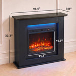 40 inch Electric Fireplace with Mantel, LED Strip, Fireplace TV Stand for 55 inch TVs, Adjustable Flame, Black
