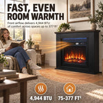 40 inch Electric Fireplace with Mantel, LED Strip, Fireplace TV Stand for 55 inch TVs, Adjustable Flame, Black