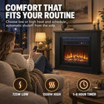 40 inch Electric Fireplace with Mantel, LED Strip, Fireplace TV Stand for 55 inch TVs, Adjustable Flame, Black
