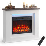 40 inch Electric Fireplace with Mantel, LED Strip, Fireplace TV Stand for 55 inch TVs, Adjustable Flame, White