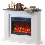 40 inch Electric Fireplace with Mantel, LED Strip, Fireplace TV Stand for 55 inch TVs, Adjustable Flame, White