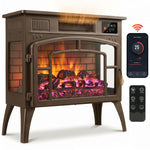 3-Sided Glass WiFi Electric Fire Heater, Smart Electric Fireplace Stove, Brown