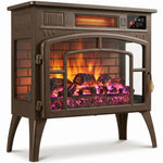 3-Sided Glass WiFi Electric Fire Heater, Smart Electric Fireplace Stove, Brown