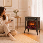 3-Sided Glass WiFi Electric Fire Heater, Smart Electric Fireplace Stove, Brown
