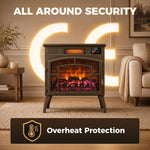 3-Sided Glass WiFi Electric Fire Heater, Smart Electric Fireplace Stove, Brown