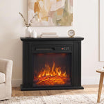 26 inch Electric Fireplace with Mantel, 1400W Freestanding Fireplace TV Stand with Adjustable Flame, Timer, Remote, Black