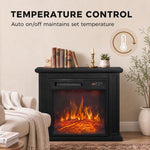 26 inch Electric Fireplace with Mantel, 1400W Freestanding Fireplace TV Stand with Adjustable Flame, Timer, Remote, Black