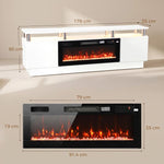 Electric Fireplace TV Stand for 80" TVs, 1800W LED Light Entertainment Center with Adjustable Flame, Remote, White