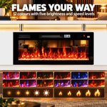 Electric Fireplace TV Stand for 80" TVs, 1800W LED Light Entertainment Center with Adjustable Flame, Remote, White