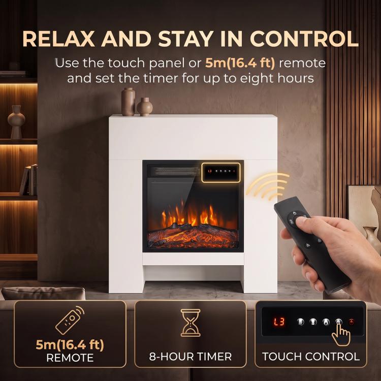 Caminetto elettrico con mobile TV, fiamme 3D e telecomando - immagine 9