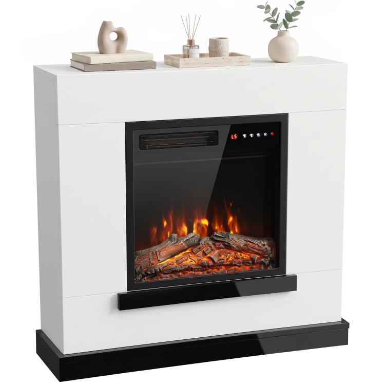 Freestanding Electric Fireplace Suite, Electric Fire and Surround, Adjustable Flame Effect, Remote, Timer, 900W/1800W