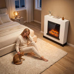 Freestanding Electric Fireplace Suite, Electric Fire and Surround, Adjustable Flame Effect, Remote, Timer, 900W/1800W