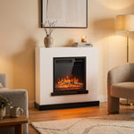 Freestanding Electric Fireplace Suite, Electric Fire and Surround, Adjustable Flame Effect, Remote, Timer, 900W/1800W