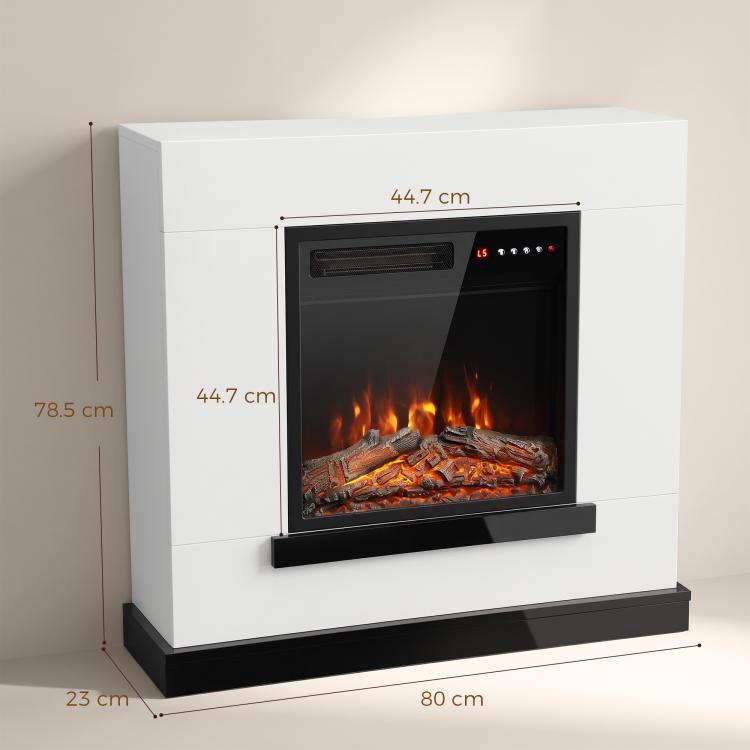 Freestanding Electric Fireplace Suite, Electric Fire and Surround, Adjustable Flame Effect, Remote, Timer, 900W/1800W