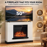Freestanding Electric Fireplace Suite, Electric Fire and Surround, Adjustable Flame Effect, Remote, Timer, 900W/1800W