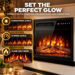 Freestanding Electric Fireplace Suite, Electric Fire and Surround, Adjustable Flame Effect, Remote, Timer, 900W/1800W
