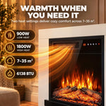 Freestanding Electric Fireplace Suite, Electric Fire and Surround, Adjustable Flame Effect, Remote, Timer, 900W/1800W
