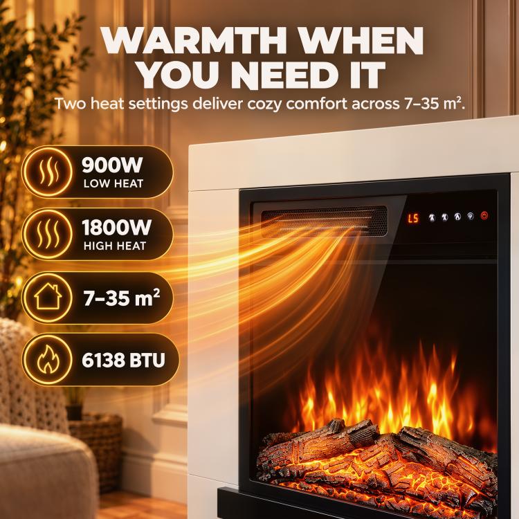 Freestanding Electric Fireplace Suite, Electric Fire and Surround, Adjustable Flame Effect, Remote, Timer, 900W/1800W