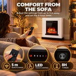 Freestanding Electric Fireplace Suite, Electric Fire and Surround, Adjustable Flame Effect, Remote, Timer, 900W/1800W