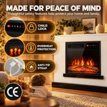 Freestanding Electric Fireplace Suite, Electric Fire and Surround, Adjustable Flame Effect, Remote, Timer, 900W/1800W