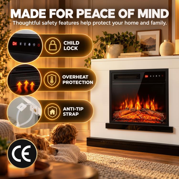 Freestanding Electric Fireplace Suite, Electric Fire and Surround, Adjustable Flame Effect, Remote, Timer, 900W/1800W