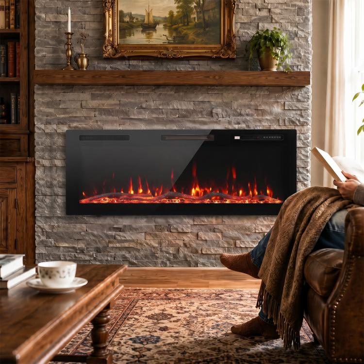 Camino elettrico slim 127 cm 3 in 1 con fiamme LED personalizzabili - immagine 3