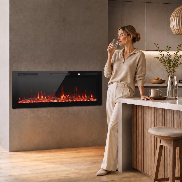 Camino elettrico slim 127 cm 3 in 1 con fiamme LED personalizzabili - immagine 4