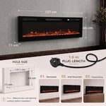 Camino elettrico slim 127 cm 3 in 1 con fiamme LED personalizzabili - immagine 5