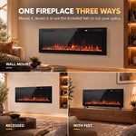 Camino elettrico slim 127 cm 3 in 1 con fiamme LED personalizzabili - immagine 6