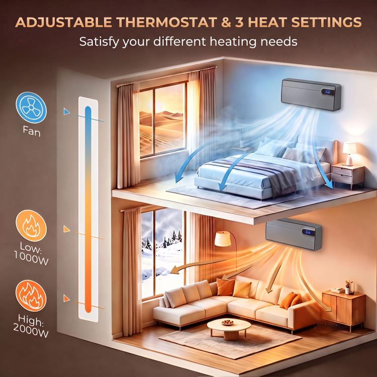 Termoventilatore ceramico da parete Wi-Fi 2000 W grigio - immagine 8