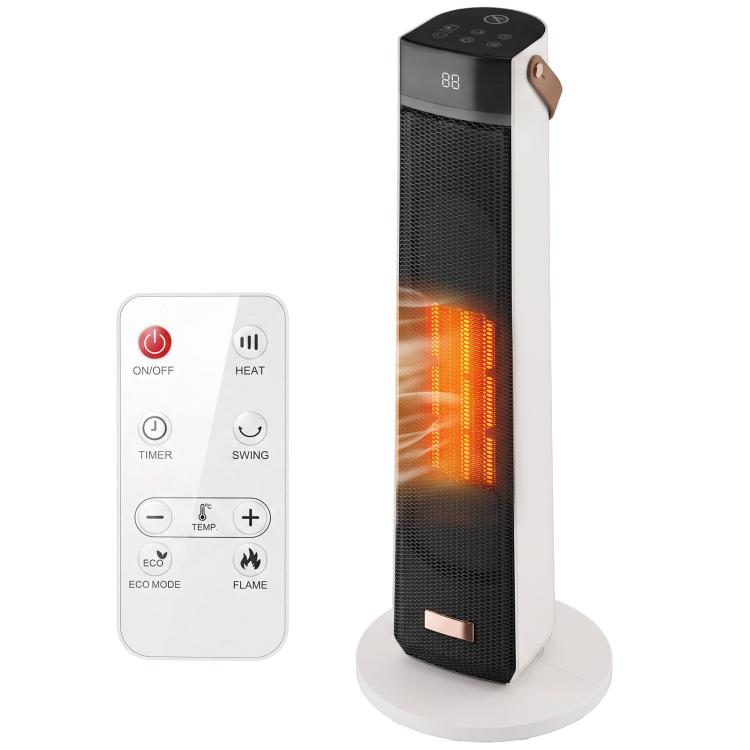 Portable Space Heater with Realistic Flame Effect, 2000W Ceramic Heater with Eco Mode, Adjustable Thermostat, Remote