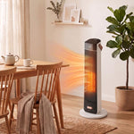 Portable Space Heater with Realistic Flame Effect, 2000W Ceramic Heater with Eco Mode, Adjustable Thermostat, Remote